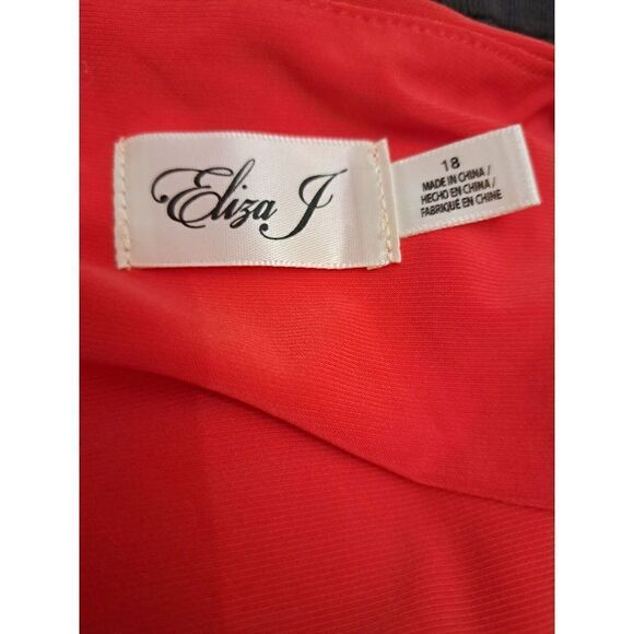 Eliza J Dress Plus  Size 18 Orange Wrap‎ Balloon Drapey Sleeve - Picture 8 of 11